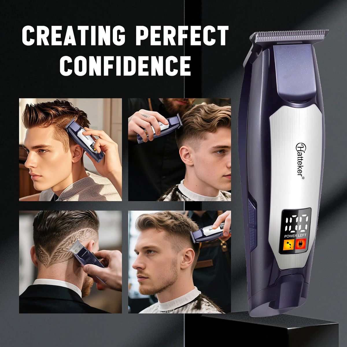 Hatteker HT-6115 Cordless Hair Beard Trimmer For men—Digital Display