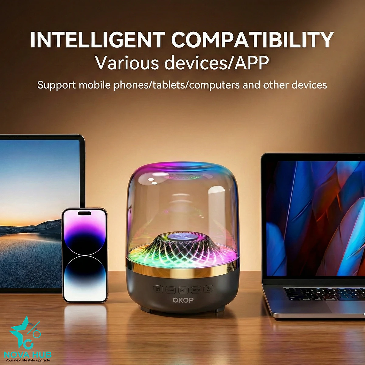 Okop Kp-823 Subwoofer Portable Bluetooth Speaker With Rgb Led Light 1 OKOP KP-823 Subwoofer Portable Bluetooth Speaker with RGB led Light