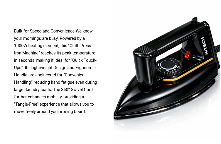 Hitech Malaysia Deluxe Dry Iron 1000W Dry Iron - HITECH DELUXE DRY 1000W