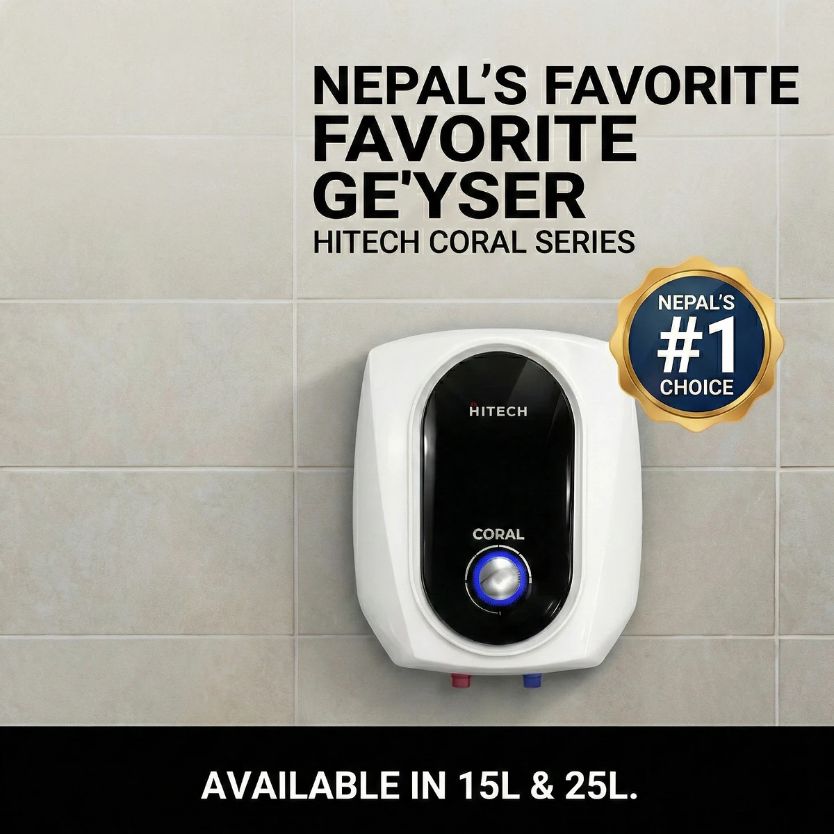 Hitech Malaysia Coral Series 15/25 Ltr Square Type Storage Water Heater Geyser - Coral Series Square Type Storage Water Heater Geyser