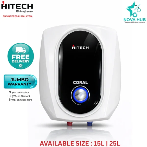 Hitech Malaysia Coral Series 15/25 Ltr Square Type Storage Water Heater Geyser - Coral Series Square Type Storage Water Heater Geyser