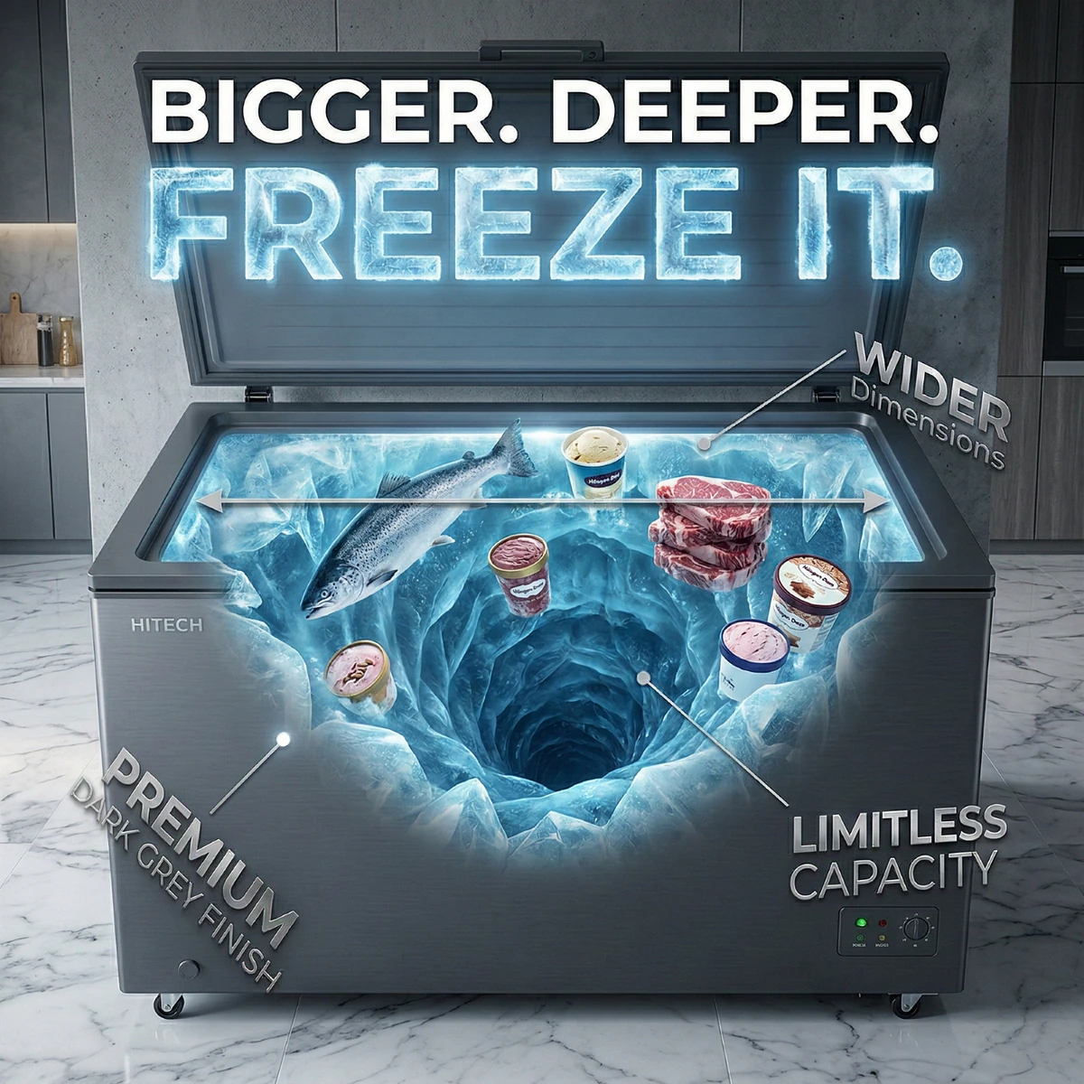 Hitech Malaysia HACF-340FS 340L Convertible Chest Freezer