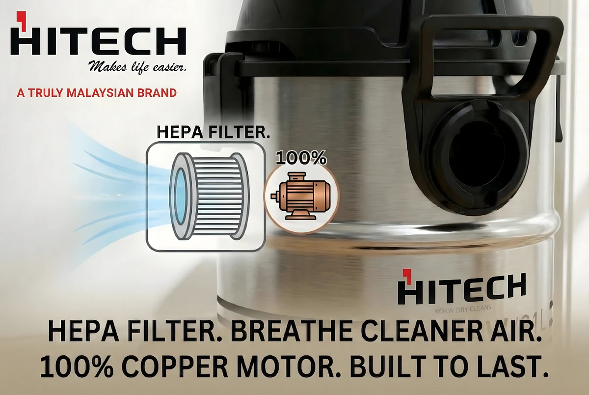 Hitech Malaysia HDVC21L2000W 21L Wet & Dry Drum Vacuum Cleaner with Blower