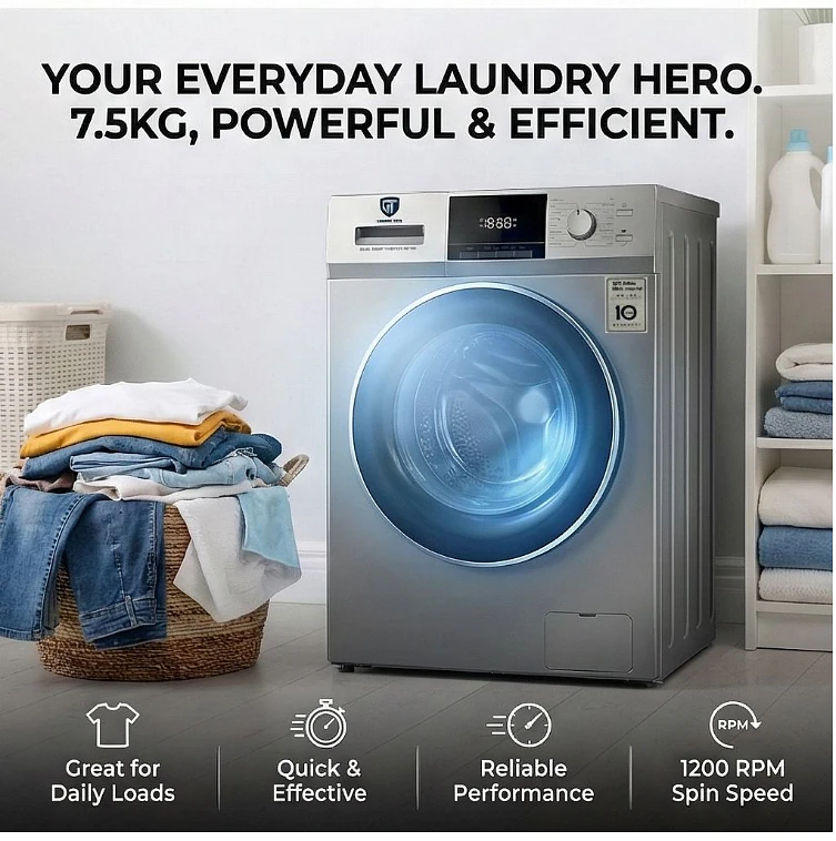 German Tech 7.5KG Washing Machine Fully Automatic - 7.5KG-BLDC