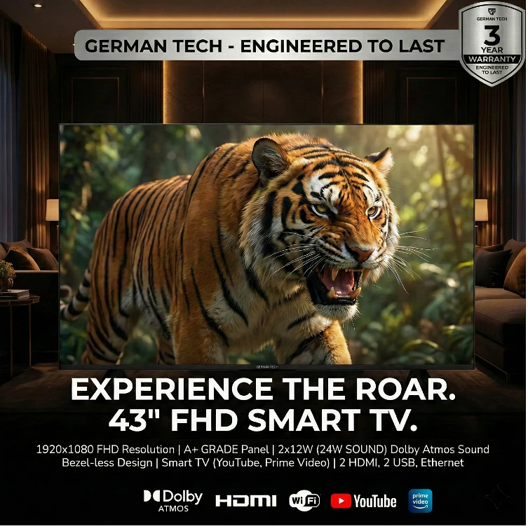 German Tech 43 Inch Smart TV (GT43S109FHD) - GT-43S109FHD