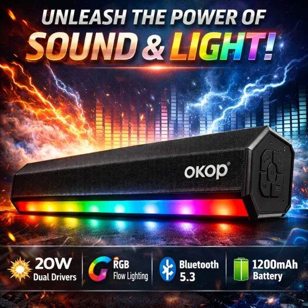 OKOP RGB Bluetooth PC TV Soundbar speaker low latency - KP-557 - Nova Hub (2)