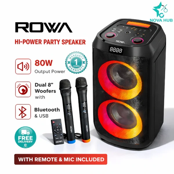Rowa Singapore RH-EK802PS Dual 8" Portable Party Speaker
