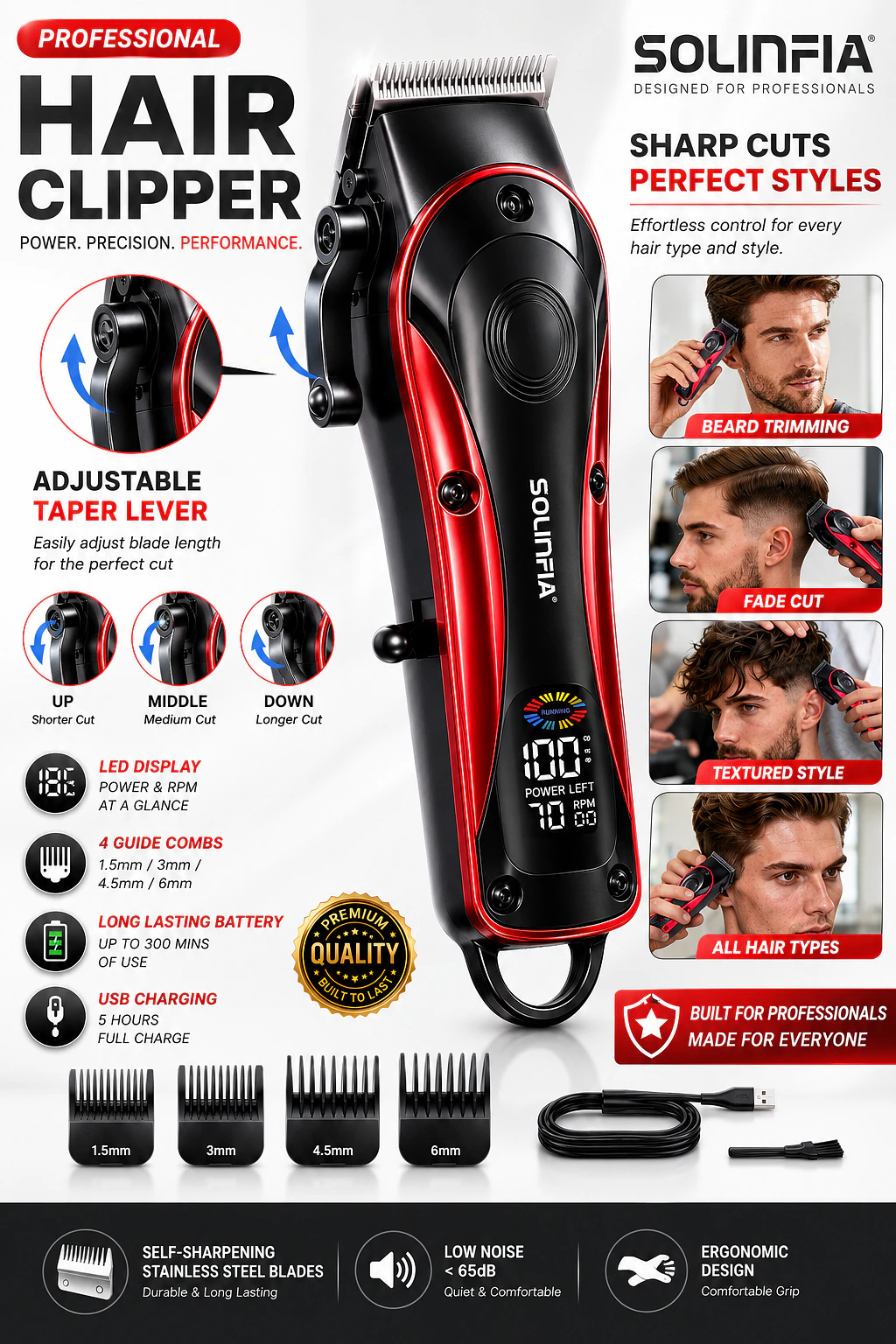 Solimpia Ht-653 Powerful Hair And Beard Trimmer For Men 1 SOLIMPIA HT-653 Powerful hair and beard trimmer for men