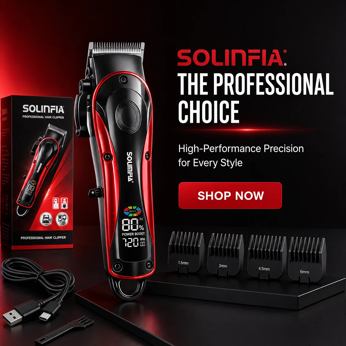 Solimpia Ht-653 Powerful Hair And Beard Trimmer For Men 2 SOLIMPIA HT-653 Powerful hair and beard trimmer for men