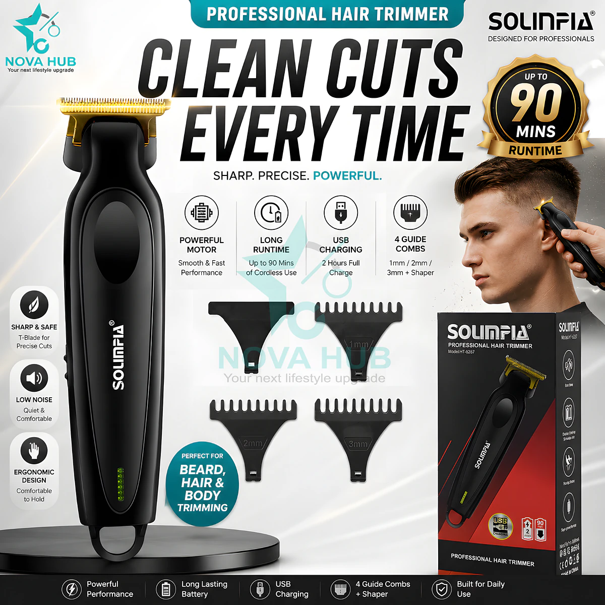 Solimpia Ht-6267 Powerful Cordless Hair Beard Trimmer For Men 1 Solimpia HT-6267 Powerful Cordless Hair Beard Trimmer For men