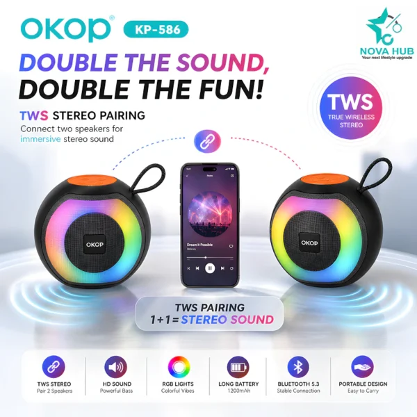 OKOP KP-586 Portable TWS Bluetooth Speaker Loud Speaker