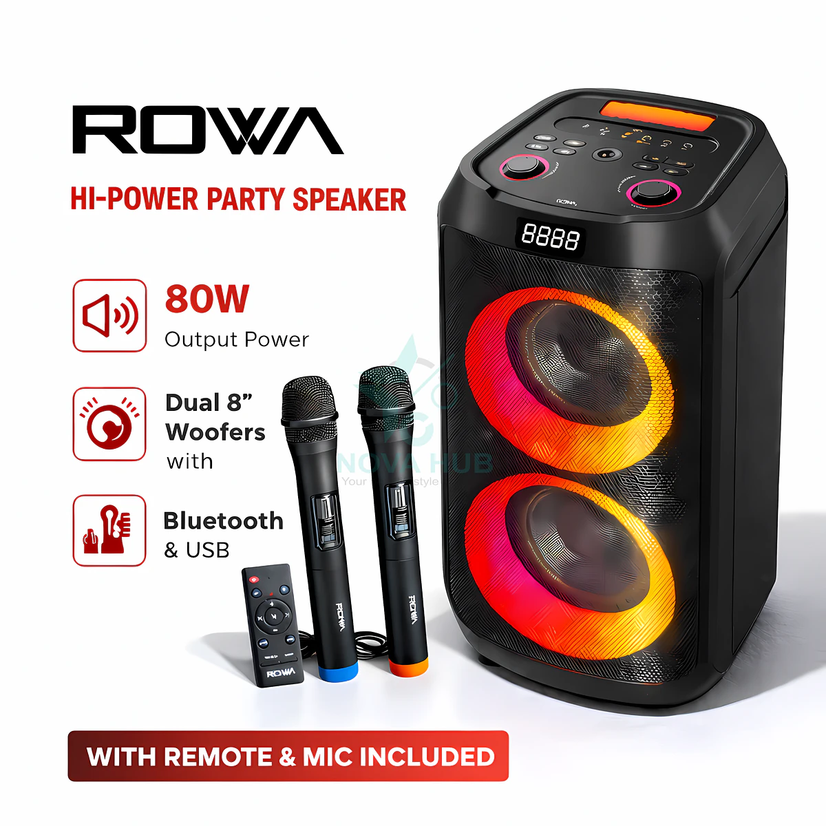 Rowa Singapore Rh-Ek802Ps Dual 8&Quot; Portable Party Speaker 5 Rowa Singapore RH-EK802PS Dual 8" Portable Party Speaker