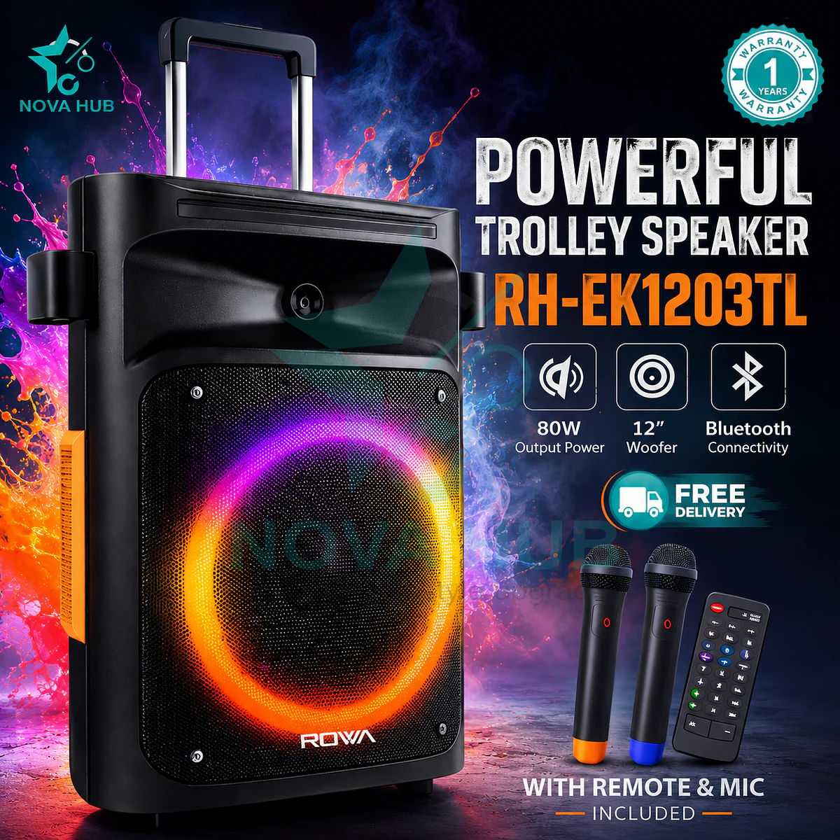 Rowa Singapore Rh-Ek1203Tl Portable Trolley Party Speaker 6 Rowa Singapore RH-EK1203TL Portable Trolley Party Speaker