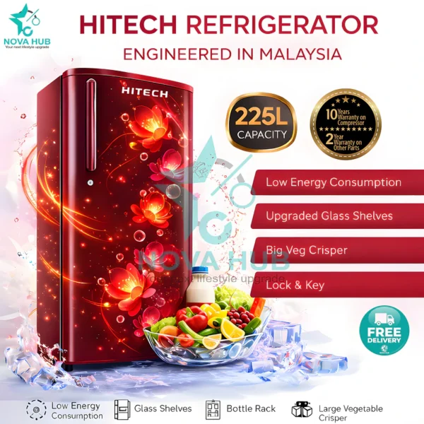 Hitech Malaysia 225 L Gross Single Door Refrigerator - Hitech Malaysia 225L Gross Single Door Refrigerator HS-225CML HS-225CBL