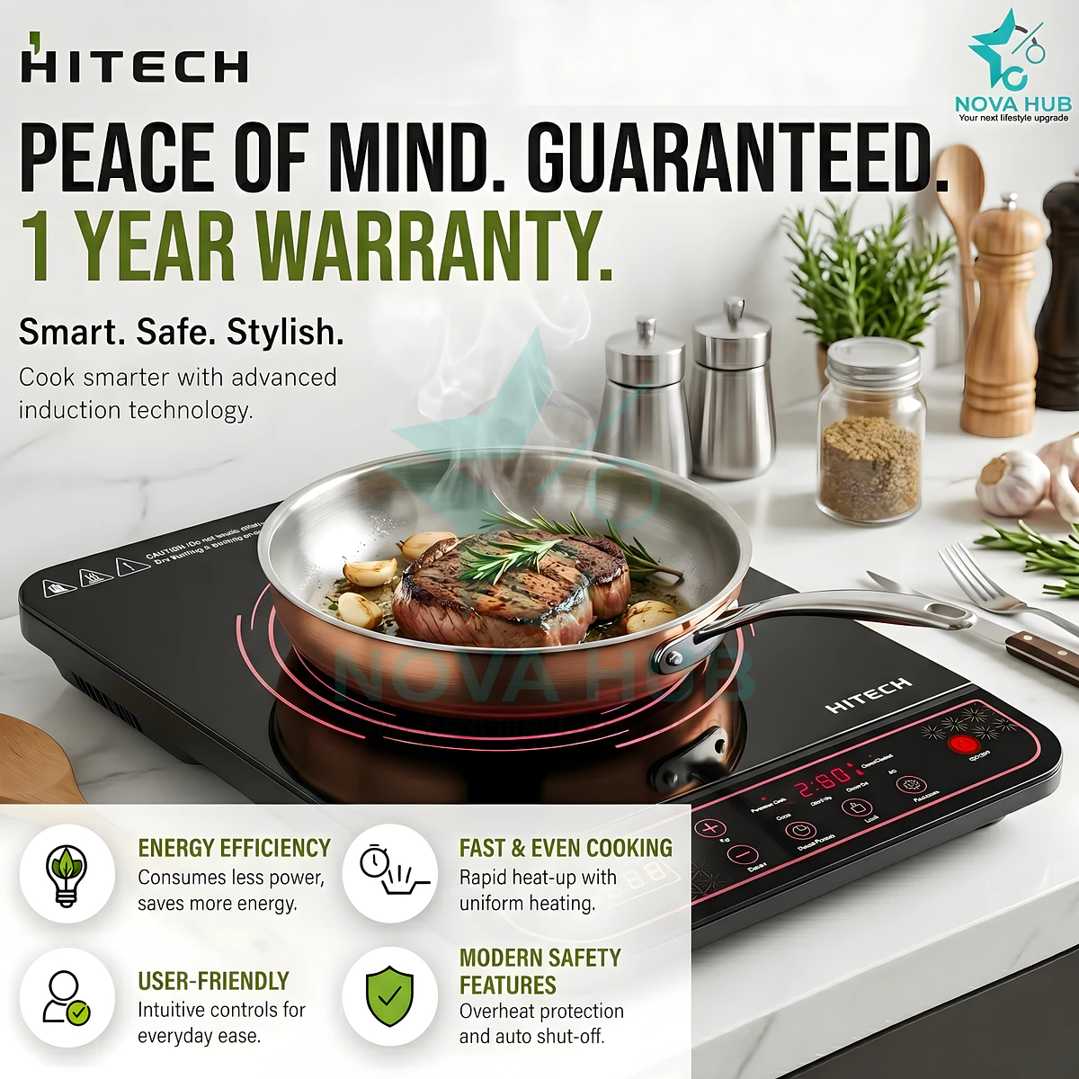 Hitech Hk04Ind-1 2000 W Smart Induction Stove Cooktop 3 Hitech HK04IND-1 2000 W Smart Induction Stove Cooktop