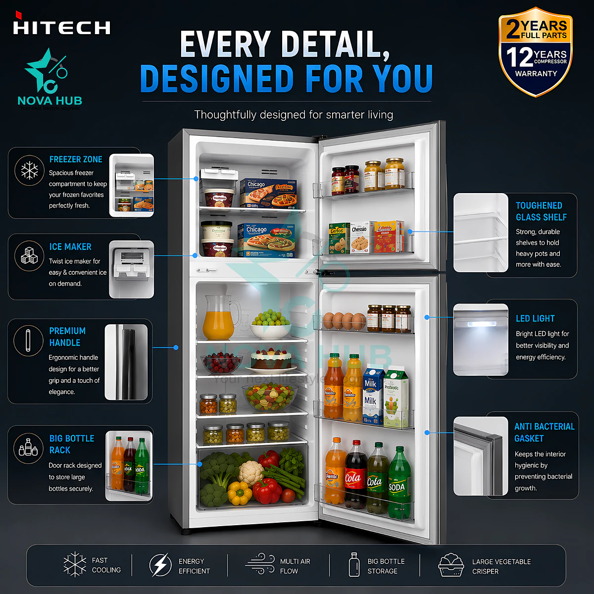 Hitech Malaysia Hrd-294Shm 294 L Double Door Refrigerator 7 Hitech Malaysia HRD-294SHM 294 L Double Door Refrigerator