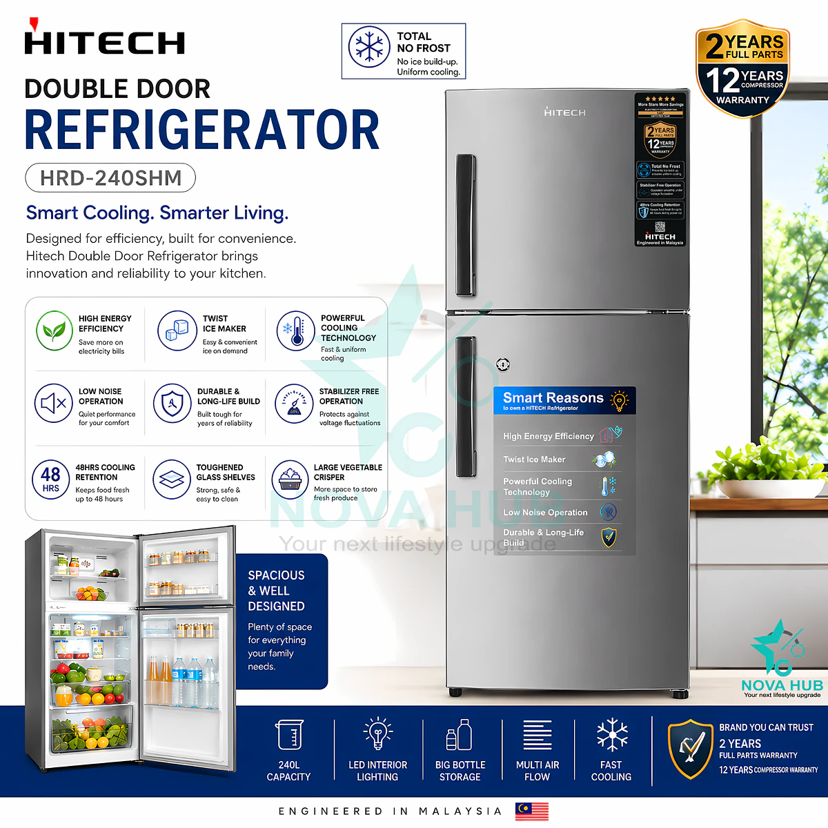 Hitech Malaysia Hrd-240Shm 240 L Double Door Refrigerator 2 Hitech Malaysia HRD-240SHM 240 L Double Door Refrigerator