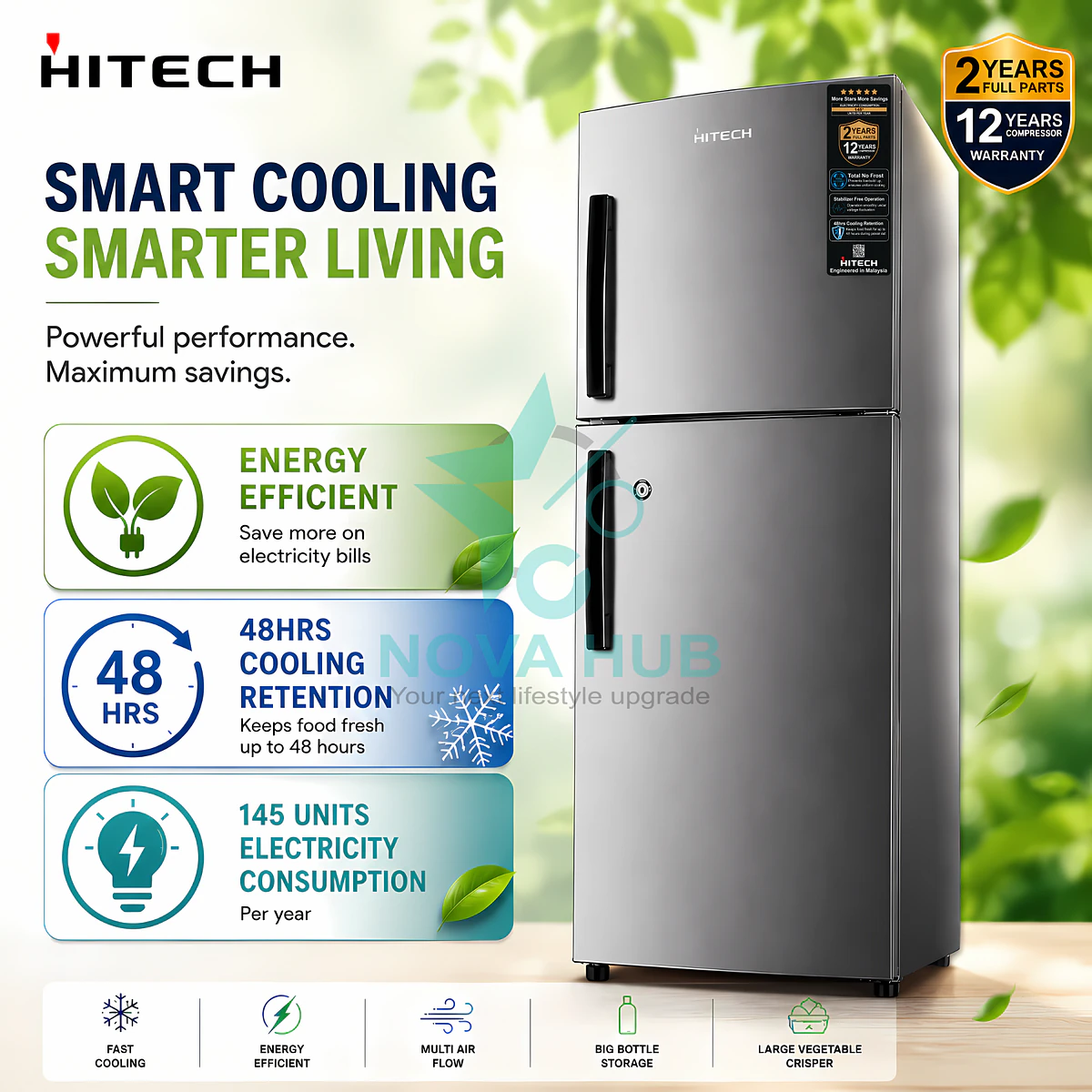 Hitech Malaysia Hrd-240Shm 240 L Double Door Refrigerator 5 Hitech Malaysia HRD-240SHM 240 L Double Door Refrigerator