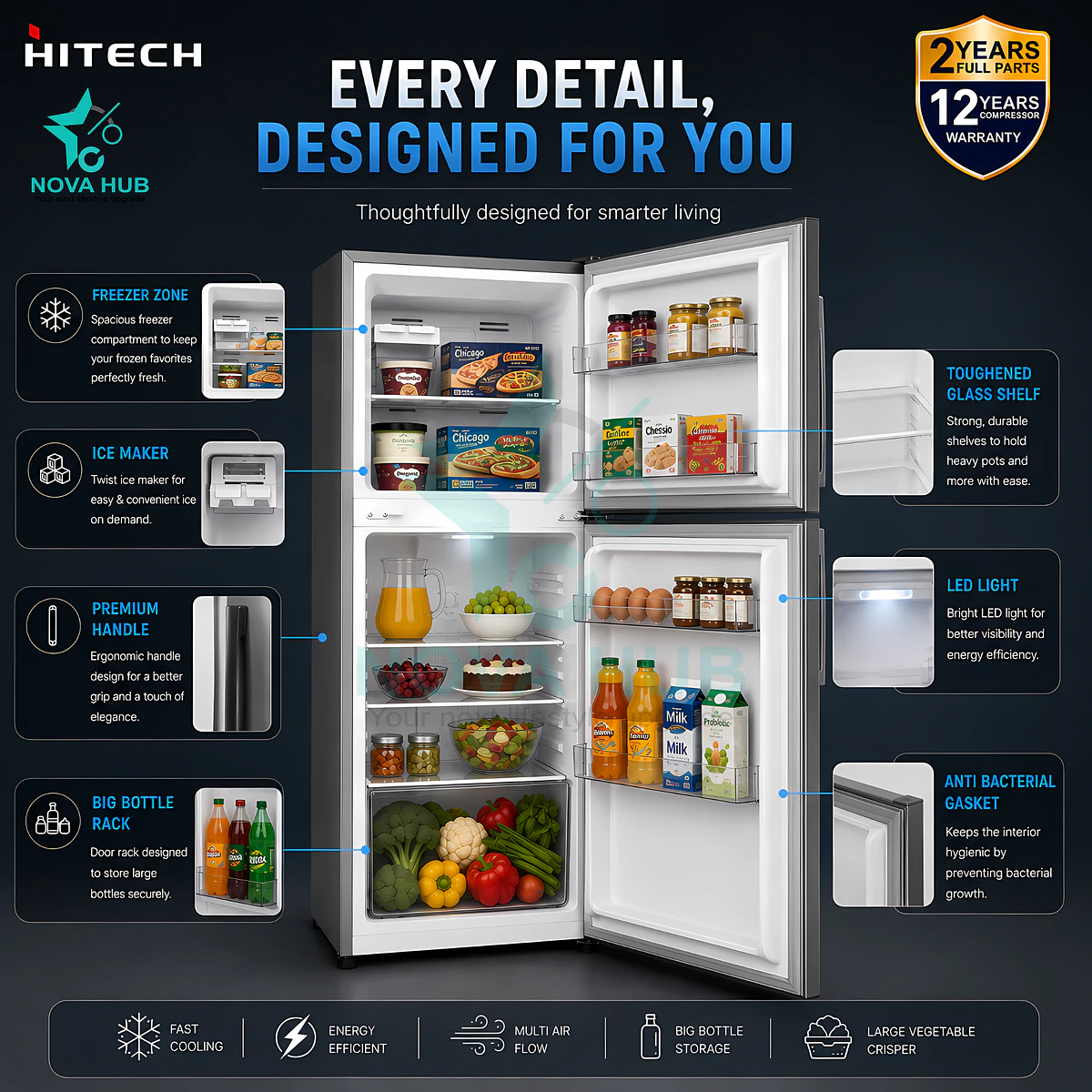 Hitech Malaysia Hrd-240Shm 240 L Double Door Refrigerator 7 Hitech Malaysia HRD-240SHM 240 L Double Door Refrigerator