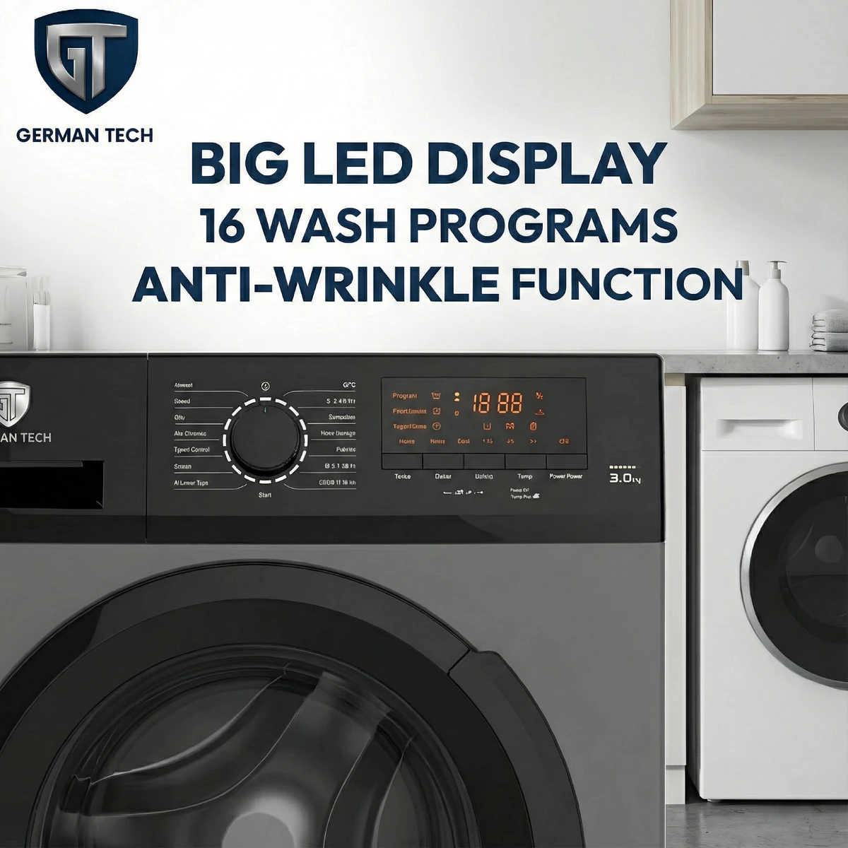 German Tech 9 Kg Washing Machine Fully Automatic - Gt-9Kg-Bldc 1 German Tech 9 KG Washing Machine Fully Automatic - GT-9KG-BLDC
