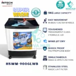 Hitech Malaysia 9 KG Semi Automatic Top Loading Washing Machine - HSWM-900GLWB