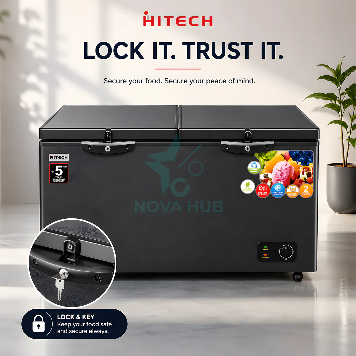 Hitech Malaysia HCCF-450DD 450 L Convertible Double Door Chest Freezer