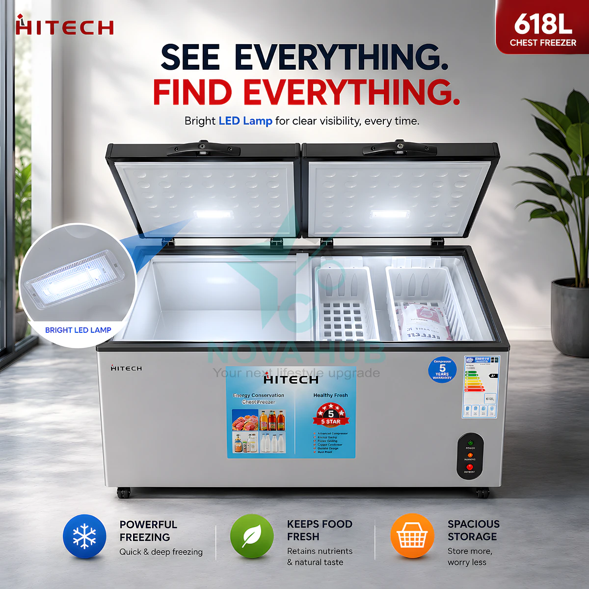 Hitech Malaysia Hccf-618Dd 618 L Convertible Double Door Chest Freezer 6 Hitech Malaysia HCCF-618DD 618 L Convertible Double Door Chest Freezer