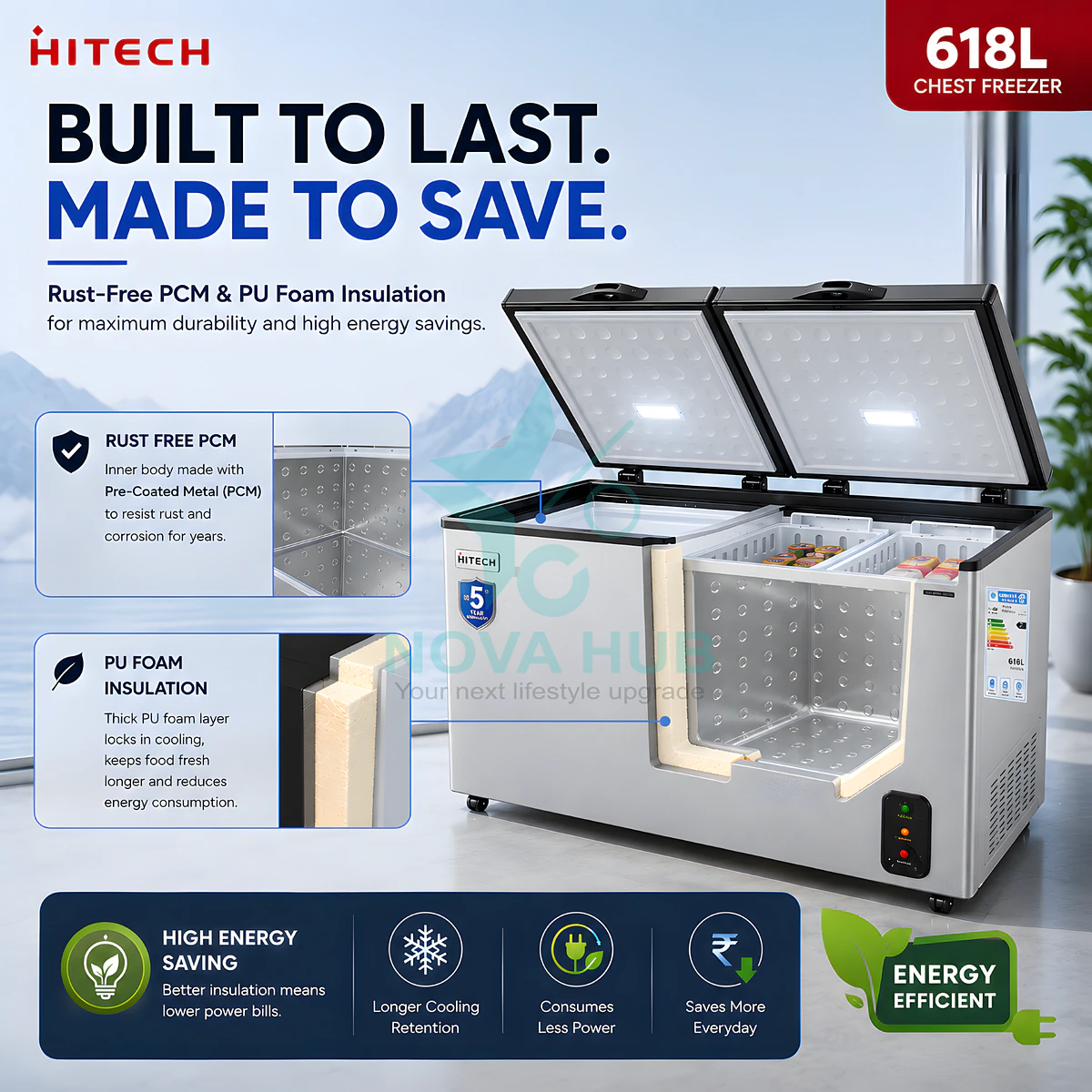 Hitech Malaysia Hccf-618Dd 618 L Convertible Double Door Chest Freezer 4 Hitech Malaysia HCCF-618DD 618 L Convertible Double Door Chest Freezer