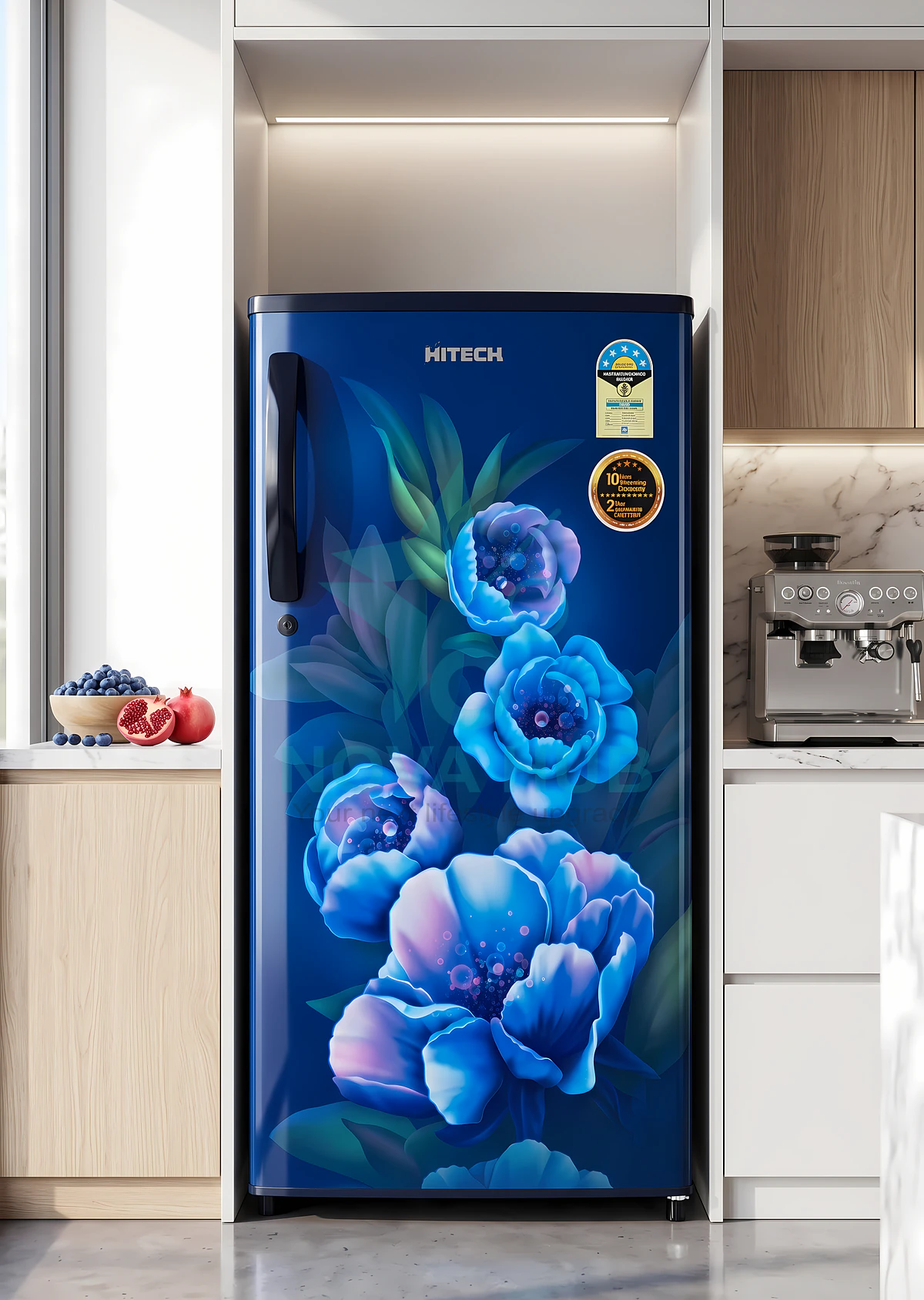 Hitech Malaysia 170 L Single Door Refrigerator HS1810GCB HS1810GCR / Premium Glossy Floral - HS1810GCB / HS1810GCR