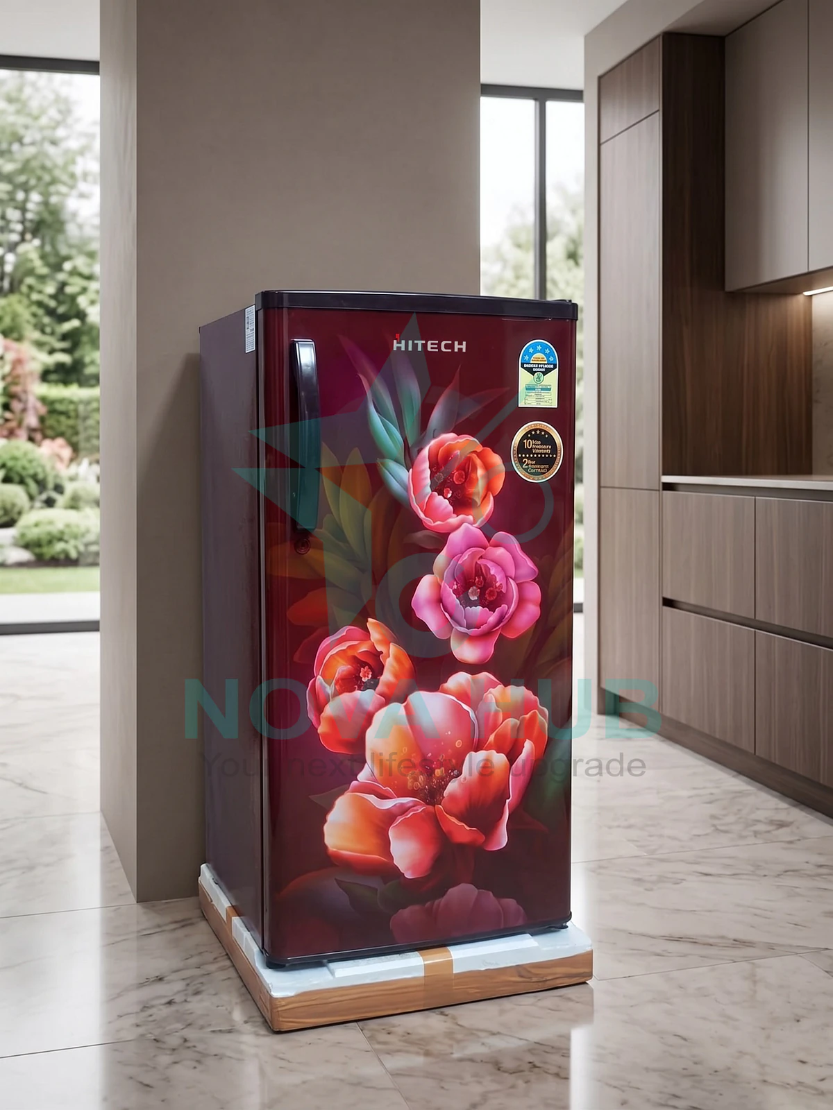 Hitech Malaysia 170 L Single Door Refrigerator HS1810GCB HS1810GCR / Premium Glossy Floral - HS1810GCB / HS1810GCR