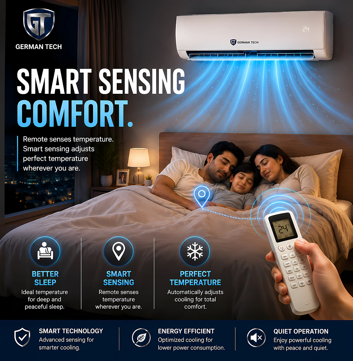 German Tech 1.5 Ton Smart Inverter AC GT-1 Ton-Inverter-Eco - GT-1.5TON-AC