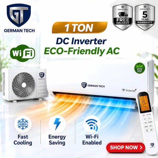 German Tech 1 Ton Smart Inverter AC GT - GT-1TON-AC is the best ac in Nepal. Shop genuine products at Nova Hub.