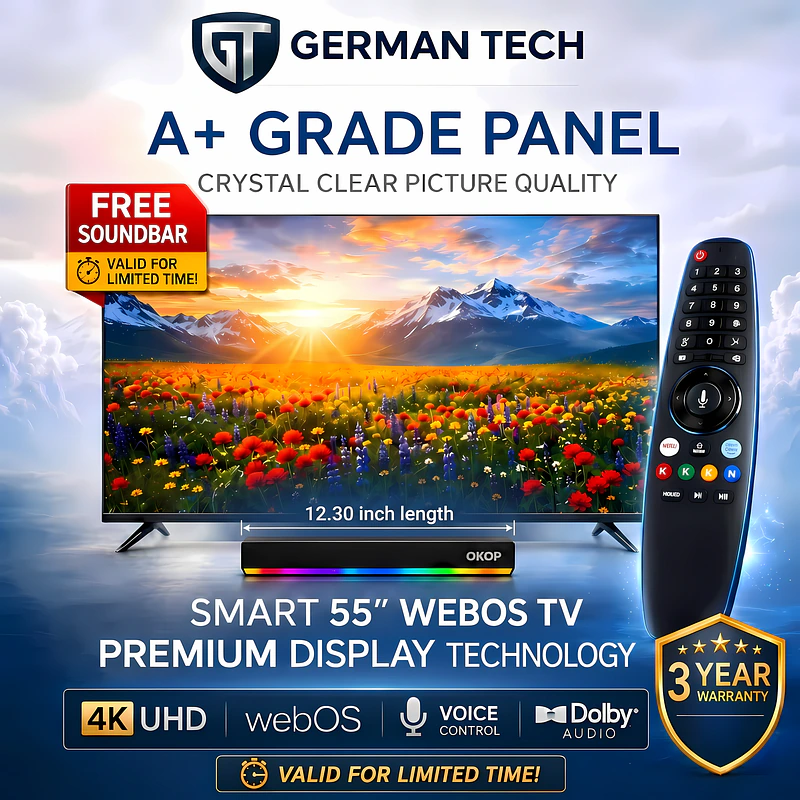 German Tech 55 Inch WebOS QLED 4k TV GT55DWB109UHD - German Tech 55 Inch Smart TV GT55DWB109UHD - best tv in Nepal. Shop at Nova Hub.