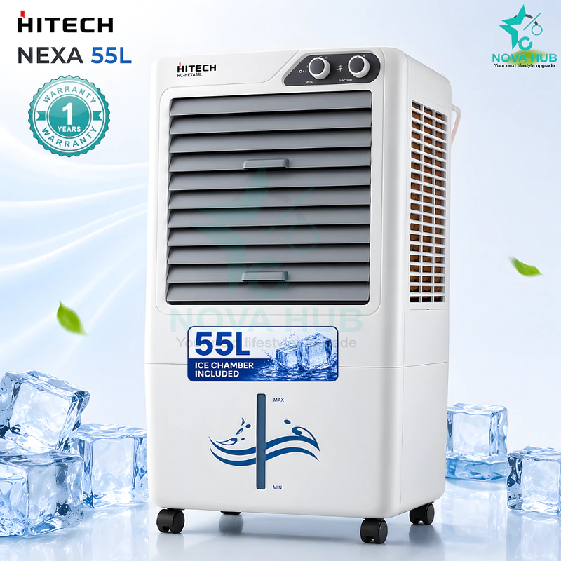 Hitech Malaysia HC-NEXA55L 55 L Air Cooler Fan is the best air cooler in Nepal. Shop genuine products at Nova Hub.