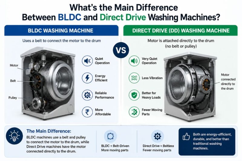 Bldc Vs Direct Drive Washing Machine: What'S The Difference &Amp; Which Is Better? 2 Main difference between BLDC and Direct Drive washing machine motors explained with comparison chart