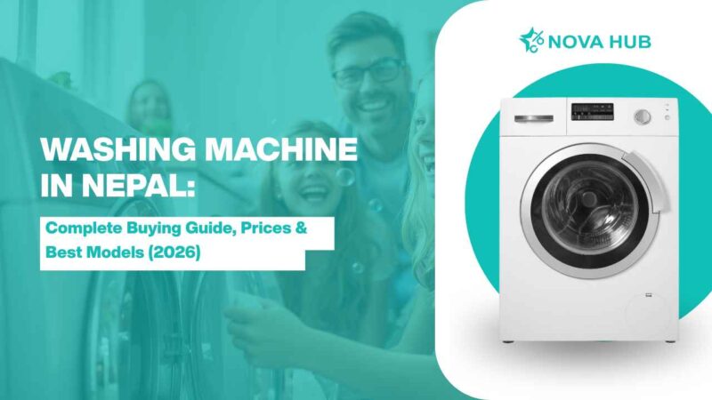 Washing machine buying guide in Nepal showing front-load and top-load washing machines for home use