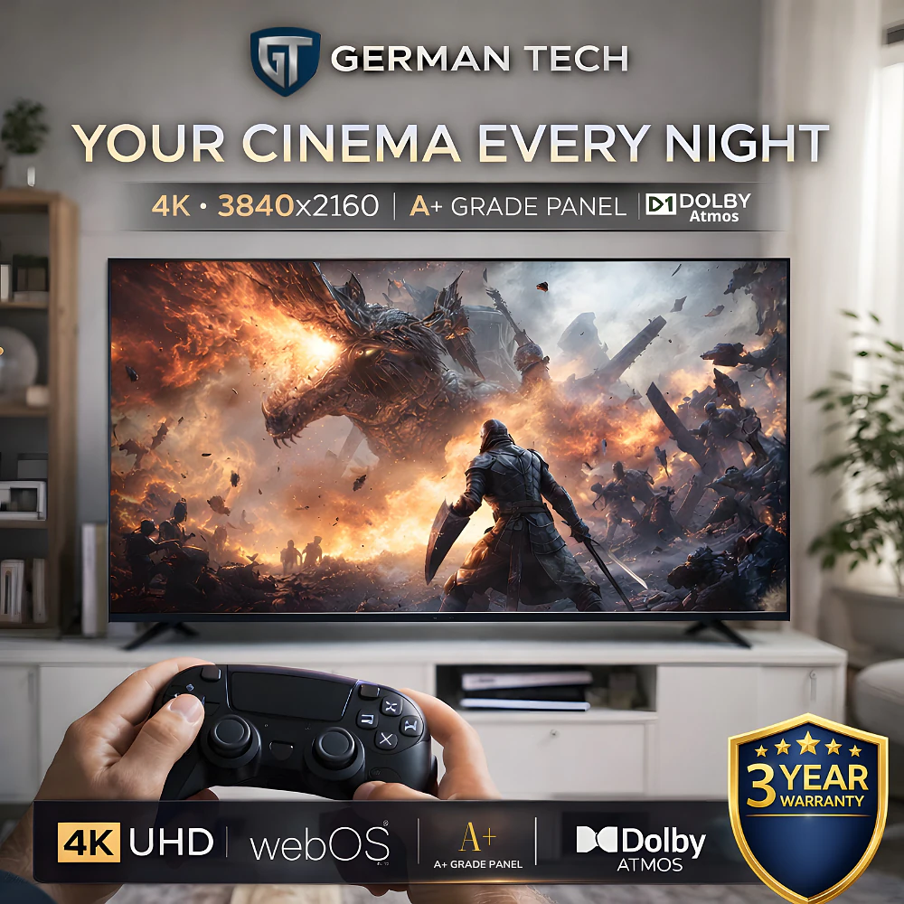 German Tech Combo 65 Inch Smart WebOS 4k QLED TV + Home Theater - German Tech 65 Inch Smart TV GT65DWB109UHD