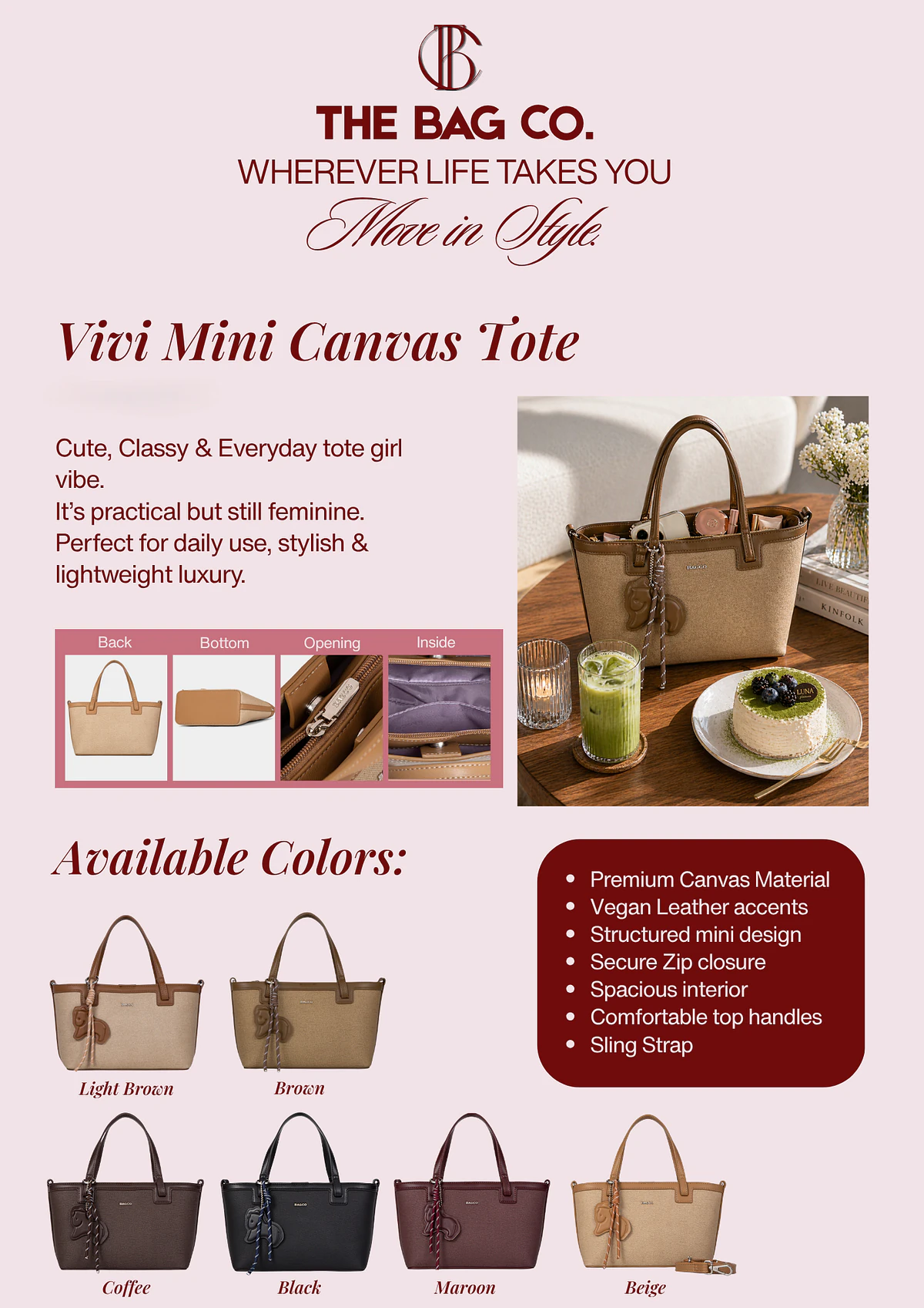 The Bag Co. Vivi Mini Canvas Tote 1 The Bag Co. Vivi Mini Canvas Tote