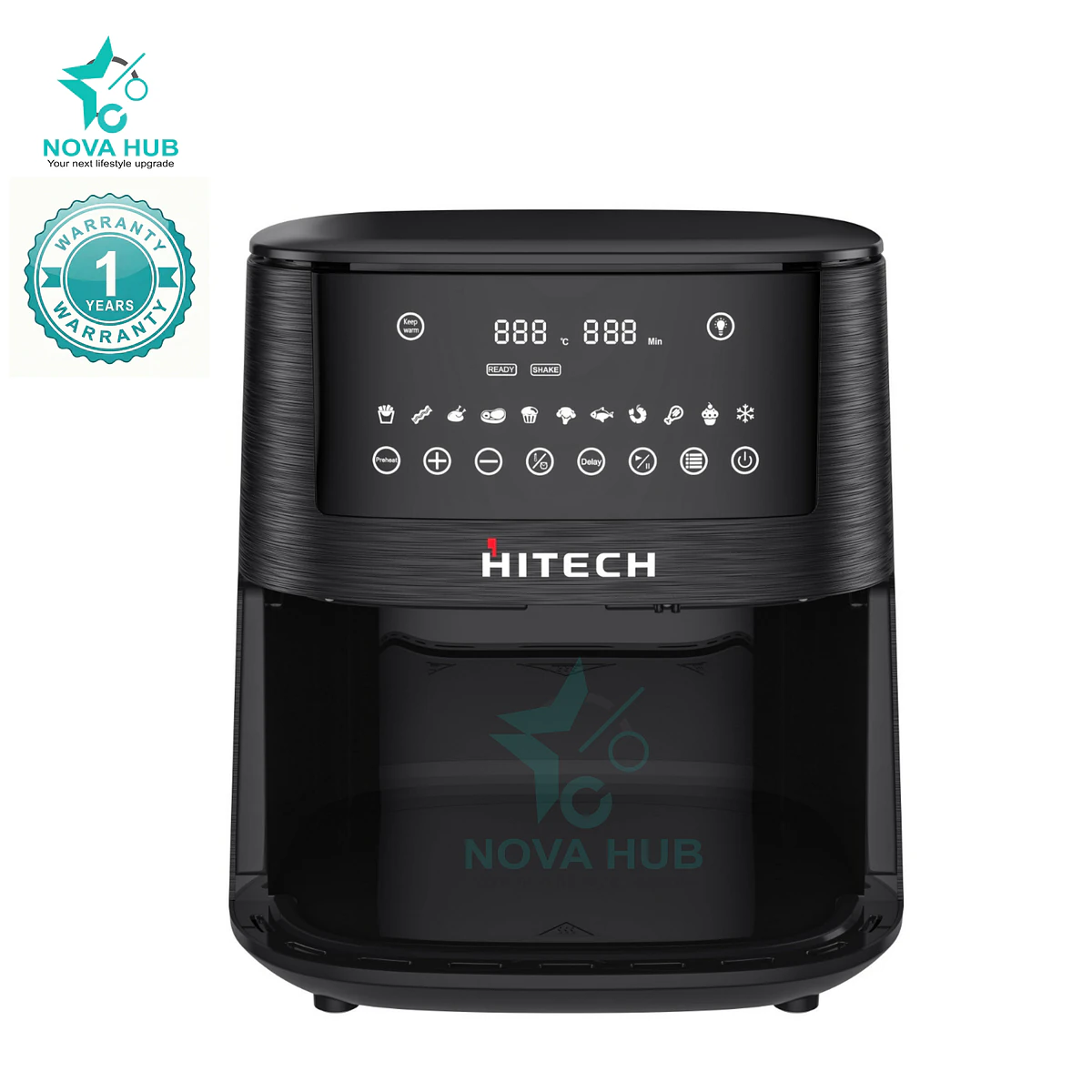 Hitech Combo Premium 7.2 L 90% Less fat Digital Transparent Window Air Fryer - 7.2L Airfryer HAF-72T06W + HK04IND-1 Induction