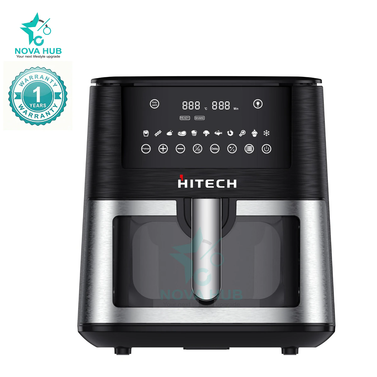 Hitech Combo Premium 7.2 L 90% Less fat Digital Transparent Window Air Fryer - 7.2L Airfryer HAF-72T06W + HK04IND-1 Induction