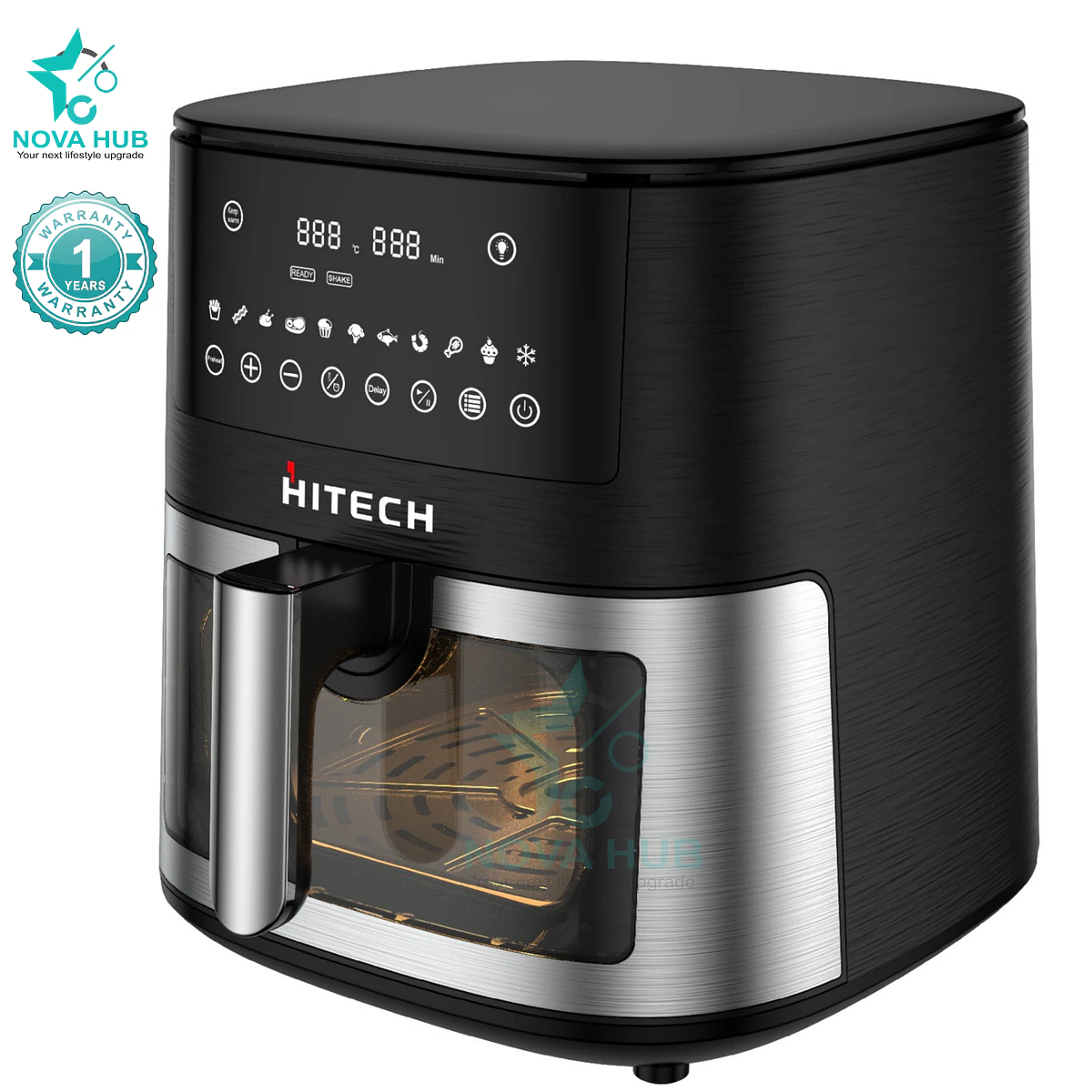 Hitech Combo Premium 7.2 L 90% Less fat Digital Transparent Window Air Fryer - 7.2L Airfryer HAF-72T06W + HK04IND-1 Induction