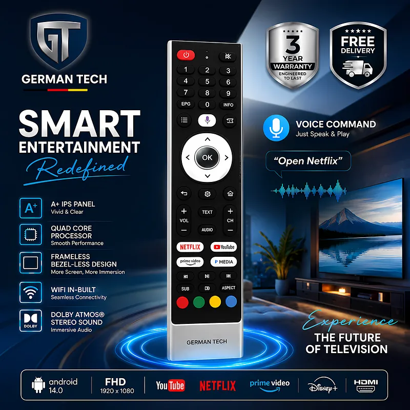 German Tech 43 Inch Smart TV (GT43S109FHD) Voice Command - GT-43S109FHD - Nova Hub (2)