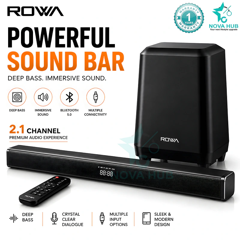 Rowa Singapore RH-EK5005-SBW Soundbar with Woofer - best soundbar in Nepal. Shop at Nova Hub.