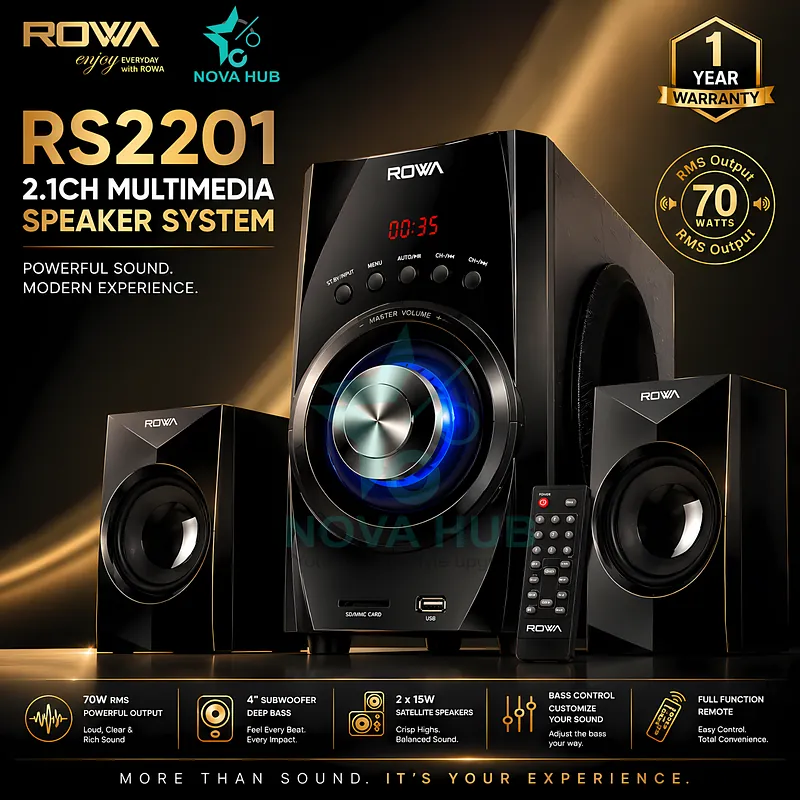 ROWA RS2201 Premium 2.1 Multimedia Speaker System - Ultimate Clarity for Cinema Experience - Nova Hub (2)