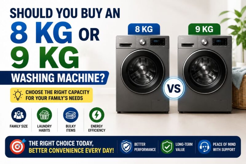 8 Kg Vs 9 Kg Washing Machine: Which Capacity Is Best For Your Family In Nepal? 5 8 kg vs 9 kg front load washing machine comparison to help choose the right capacity