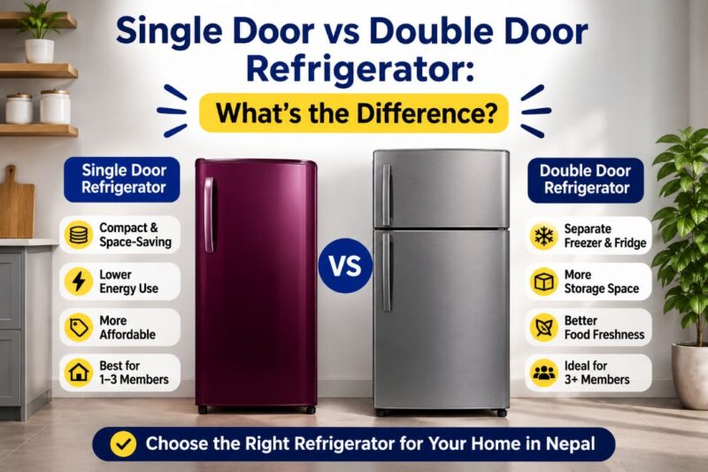 Single door vs double door refrigerator comparison showing both refrigerator types side by side