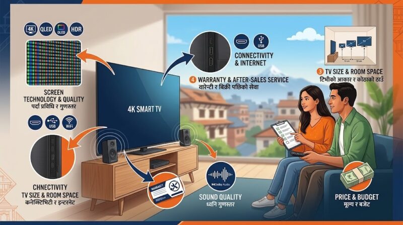 TV buying factors including size, picture quality and connectivity