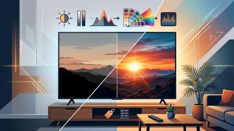 TV picture quality comparison showing brightness, color and contrast 