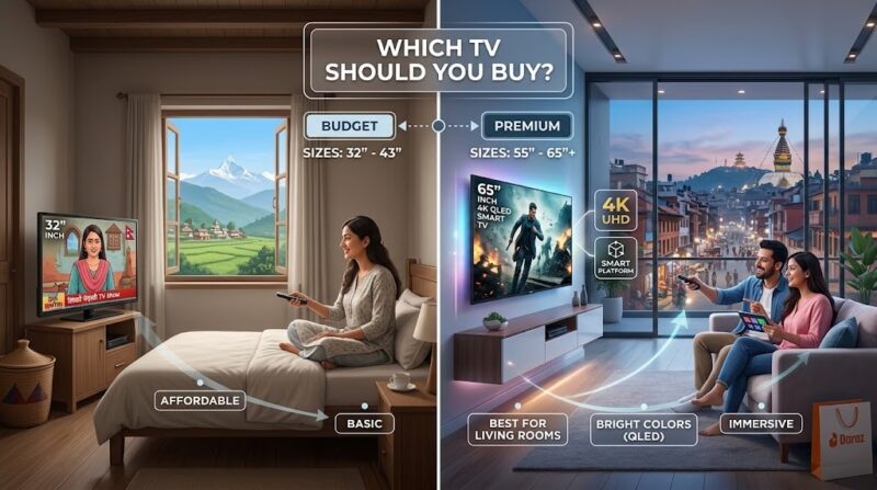 TV buying guide showing budget and premium TV options