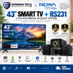 German Tech Combo: 43 Inch Smart TV (GT43BT109FHD)+ Home Theater / Soundbar / Multimedia Speaker Special Offer Latest Android 14 A+ Grade IPS Panel German Technology Bezel-less Frameless Design 24 W Monster Sound HD 1366x768 3 Years Warranty Home Theater - GT-43BT109HD - Nova Hub (9)